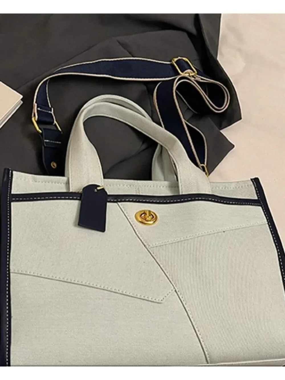 Canvas Tote Bag Women Large Denim Shoulder Bag Vintage Satchels Cute Hobo Bags W - Picture 5 of 7
